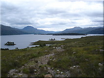 NG8775 : Tollie path down to Loch Maree by Roger McLachlan