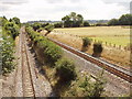 Saunderton Split - railway tracks diverge to pass a hill