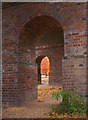 Brick built viaduct in Arnos Park carrying the Piccadilly Line