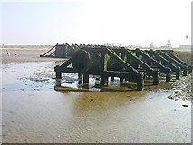 TR0271 : Drains on the beach at Warden, Isle of Sheppey by Penny Mayes