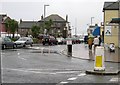 SW7554 : Perranporth town centre in the rain. by Tony Atkin