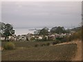 Farmland, houses and The Firth of  Forth.