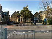 SE3356 : Starbeck Junior School and war memorial. by Robin Hall