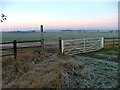 NZ4511 : Gate and Public Footpath Sign Looking West Over Red Hill by Mick Garratt