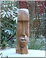 Easter Island Head in the snow.