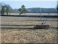 Cultivator in field of stubble