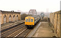 Train passing through Monkwearmouth Station Museum, 6th April 1987