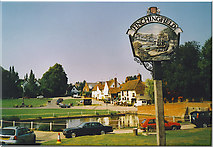 TL6832 : Finchingfield, Village Pond and Sign. by Colin Smith