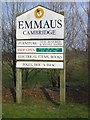 Sign at entrance to Emmaus, Landbeach