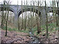 Disused viaduct in Newmiller Dam Country Park.