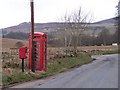NO4561 : Telephone box on the road to Glenogil. by Kevin Raistrick
