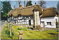 War Memorial and Thatched Cottages, Wherwell.