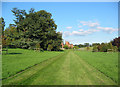 View towards Combermere Abbey cottages