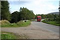 Red lorry near the Mill of Tommore on the B9008.