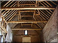 Interior of barn at Leez Priory Farm