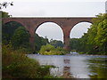 NY4654 : Railway bridge at Wetheral taken from the banks of the river by Eleanor Graham
