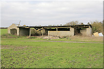 SU5735 : Derelict barn on Abbotstone Down by Peter Facey