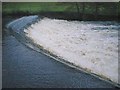 SK2568 : Weir in Chatsworth Park - Derwent in Flood by Alan Heardman