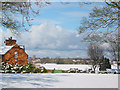 SJ5846 : View towards Wrenbury in the snow by Espresso Addict
