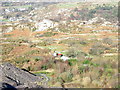 Colourful yurts below the Cook and Ddol Quarries