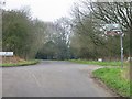 Junction of country lane and Bossingham Road.