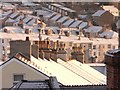 Plymouth rooftops in snow