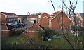 Houses on old trackbed looking north from Elstow Road bridge