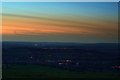 Okeford Fitzpaine at dusk from Turnworth Down