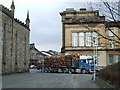 Log lorry in central Paisley