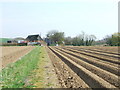 Across ploughed field