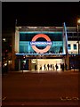 Brixton Underground station by night