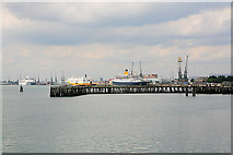 SU4110 : Looking across the disused Royal Pier to Southampton Docks by Peter Facey