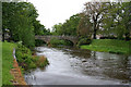 Bridge over the Lossie above the weir by Elgin cathedral.