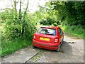 Byway with an abandoned Skoda, The Shoe, Wiltshire