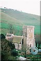 Long Bredy: church and windpump from up the hill