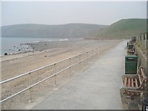 SH1726 : Deserted Aberdaron Seafront on a Misty Day by Trevor Rickard