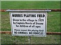 Norris Playing Field sign