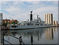 ST1974 : HMS York docks in Cardiff by Pauline E