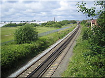 SJ3697 : Liverpool: Railway line near Aintree by Nigel Cox