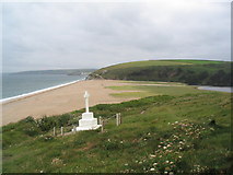 SW6423 : Monument to HMS Anson, south end of Loe Bar by Tim Heaton