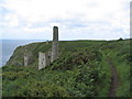 Wheal Trewavas mine pump engine houses and chimneys