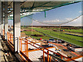 Finishing straight Doncaster racecourse new stand in construction phase.