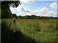 The treelined river bank and the footpath begin to swing to the right