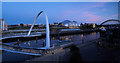 Newcastle quayside at night.