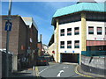 Car park entrance at the rear of Pool Street/Stryd y Llyn