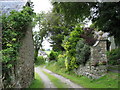 Farm road at Plas Penmynydd with public ROW along a section of it