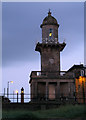 Fleetwood lighthouses at night.