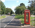 Somersham village street and telephone box