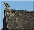 Stone bird on roof