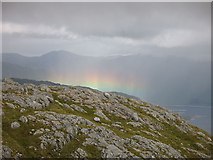 NM9198 : Rainbow, Loch Quoich by Richard Webb